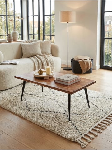 KADIMA DESIGN Couchtisch 110x60x40 cm Massivholz Sofatisch mit Baumkante