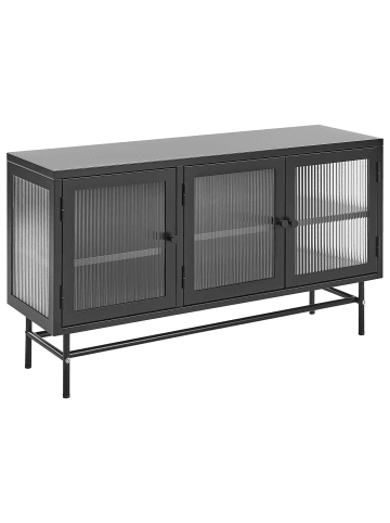 Beliani Vitrine DEVON in Schwarz - (W) 115 x (H) 64 x (L) 35 cm