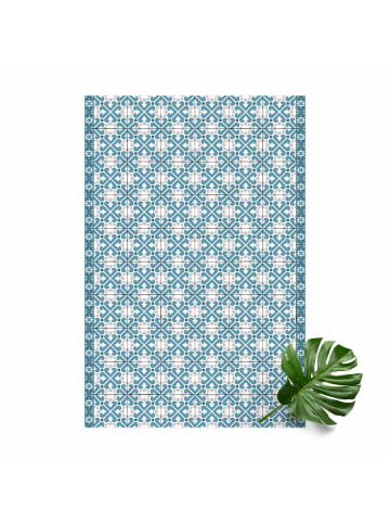 WALLART Vinyl-Teppich - Geometrischer Fliesenmix Herzen Blaugrau in Blau