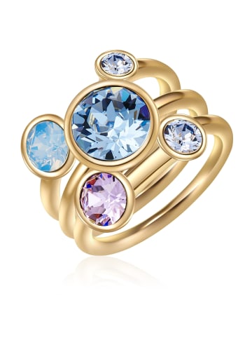 Lulu & Jane Ring Messing verziert mit Kristallen von Swarovski® in gelbgold