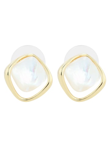 Adeliás Damen Ohrringe – Ohrstecker aus 925 Silber mit Perlmutt in gold
