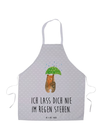 Mr. & Mrs. Panda Kochschürze Bär Regenschirm mit Spruch in Grau Pastell