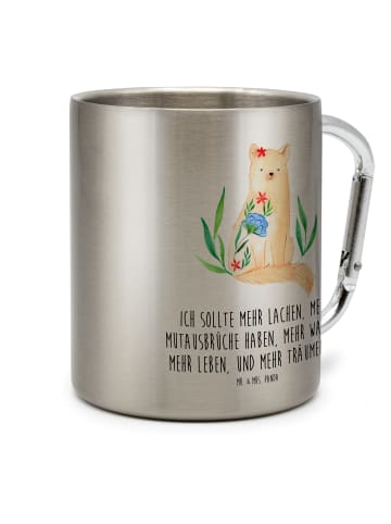 Mr. & Mrs. Panda Thermobecher Katze Blumen mit Spruch in Silber