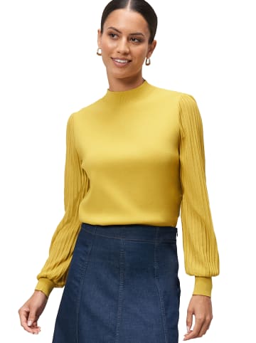 Zero  Strickpullover mit transparenten Ärmeln in Oil Yellow