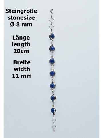 mantraroma 925er Silber - Armbänder (L) 20 cm mit Lapis Lazuli