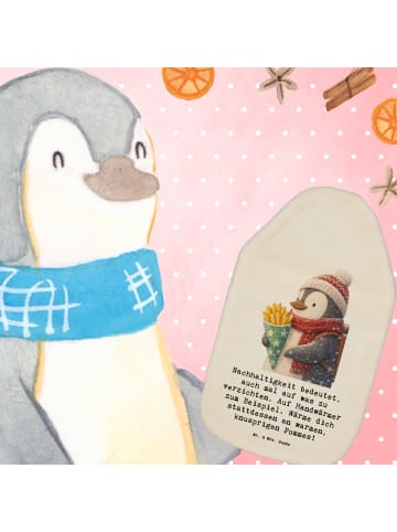 Mr. & Mrs. Panda Wärmekissen Pinguin Winter Pommes mit Spruch in Weiß