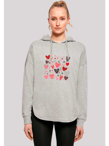 F4NT4STIC Oversized Hoodie Cute Herzen Variety Valentinstag in grau