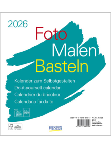 Korsch Kalender - Foto-Malen-Basteln Bastelkalender weiß 2026