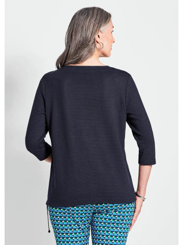 GOLDNER Kurzgröße:  Shirtpullover Gerades, bequemes Halbarm T-Shirt in marine