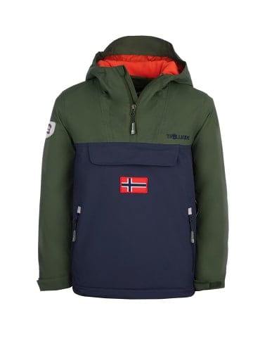 Trollkids Parka Mantel "KIRKENES" in Waldgrün/Marineblau