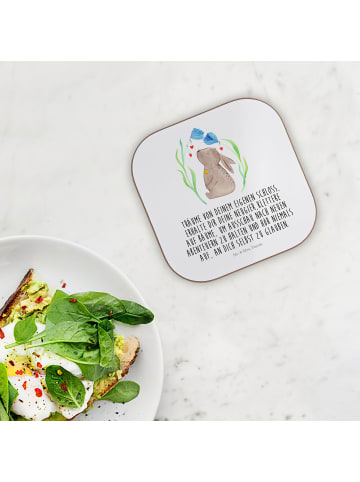 Mr. & Mrs. Panda Untersetzer Gläser Hase Blume mit Spruch in Weiß