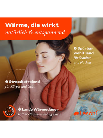 Leschi Körnerkissen 100 % Bio-Baumwolle, Wärmekissen "Rechteck" in Kaminrot