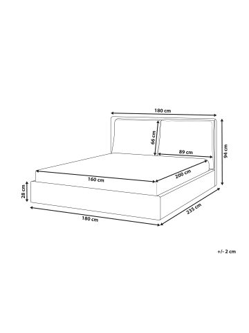 Beliani Wasserbett BAJONNA in Grau/Schwarz - (W) 180 x (H) 94 x (L) 235 cm