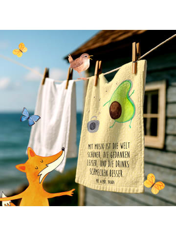 Mr. & Mrs. Panda Gästehandtücher Avocado Tanzen mit Spruch in Gelb Pastell