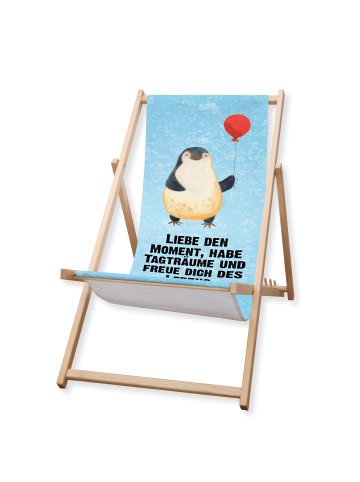 Mr. & Mrs. Panda Gartenliege Pinguin Luftballon mit Spruch in Eisblau