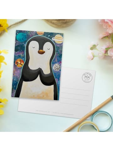 Mr. & Mrs. Panda Postkarte Pinguin Universum Design ohne Spruch in Weiß