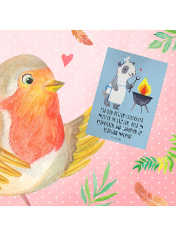 Mr. & Mrs. Panda Klappkarte Bester Stiefvater mit Spruch in Blau Pastell