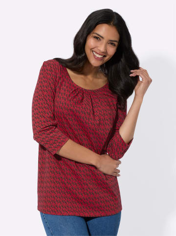 Sieh an! 3/4-Arm-Shirt in rot-schwarz-bedruckt