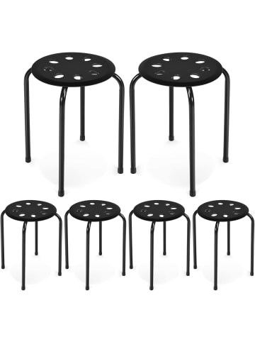 COSTWAY 6er Set Sitzhocker in Schwarz