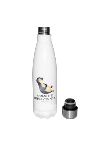 Mr. & Mrs. Panda Thermos Pinguin Lachen mit Spruch in Weiß