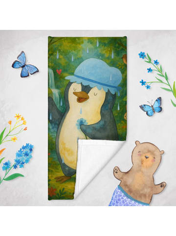 Mr. & Mrs. Panda Badetuch Pinguin Duschen Design ohne Spruch in Weiß