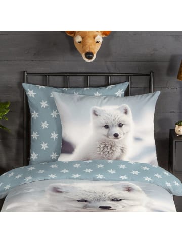 Good Morning Flanell Kinder-Wendebettwäsche in hellblau