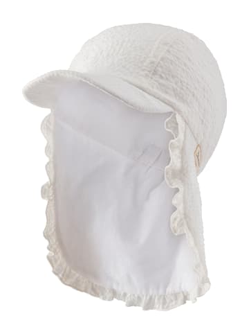 Sterntaler Schirmmütze mit Nackenschutz Rüsche in weiß