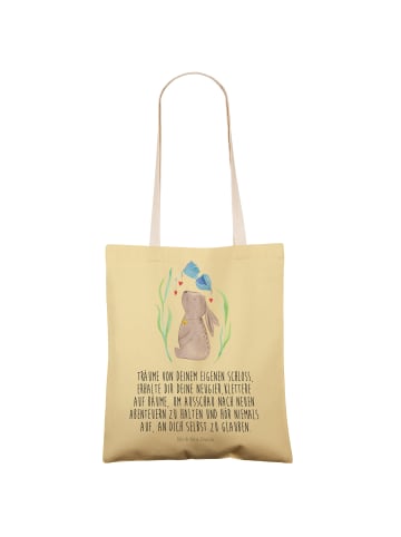 Mr. & Mrs. Panda Tote Bag Hase Blume mit Spruch in Gelb Pastell