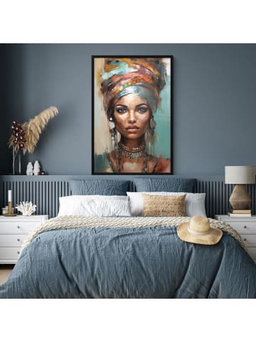 MuchoWow Poster mit Bilderrahmen Blau