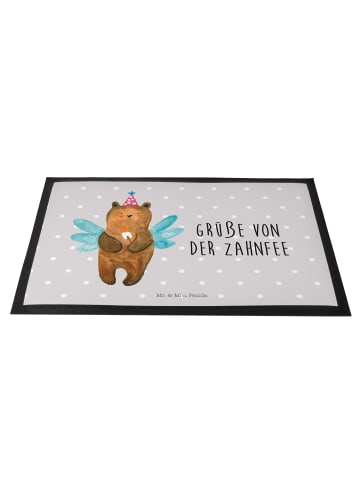 Mr. & Mrs. Panda Schmutzmatte Bär Zahnfee mit Spruch in Grau Pastell