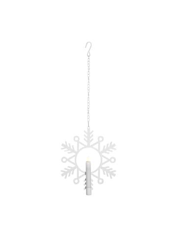 STAR Trading LED Kerze ,Flamme Snow' mit Schneeflocke in Weiß, Fensterbeleuchtung,