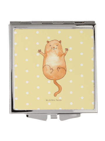 Mr. & Mrs. Panda Handtaschenspiegel quadratisch Katze Umarmen oh... in Gelb Pastell