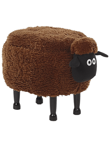 Beliani Tierhocker SHEEP in Braun/Dunkler Holzfarbton/Schwarz