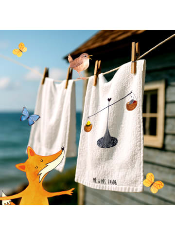 Mr. & Mrs. Panda Handtuch Sternzeichen Waage ohne Spruch in Weiß