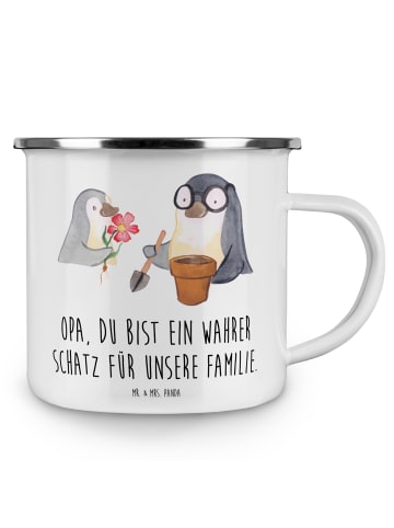 Mr. & Mrs. Panda Emaille Tasse Opa Schatz mit Spruch in Weiß