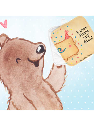 Mr. & Mrs. Panda Topfhalter Toast Party Design mit Spruch in Weiß