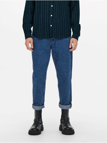 Only&Sons Cropped Jeans Loose Fit Denim Straight Leg Ankle Pants Hose ONSAVI in Blau