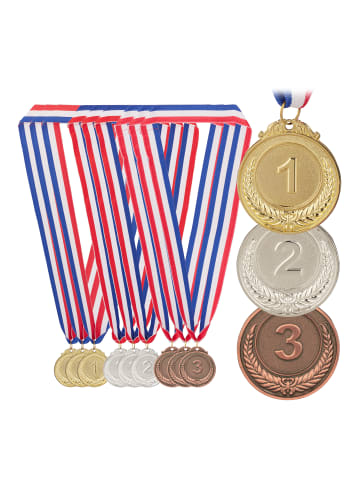 relaxdays 12 x Medaille "1,2,3 Platz" in Mehrfarbig
