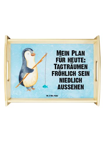 Mr. & Mrs. Panda Serviertablett Pinguin Angler mit Spruch in Eisblau