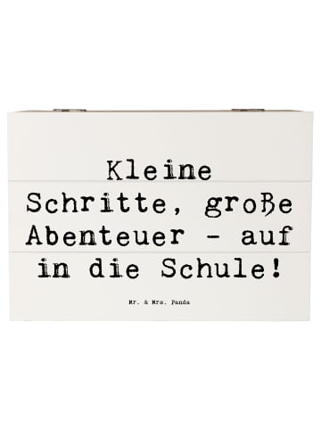 Mr. & Mrs. Panda Kiste Spruch Schulanfang Abenteuer mit Spruch in Weiß