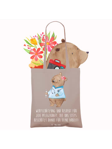 Mr. & Mrs. Panda Badetasche Pflegekraft Wertschätzung mit Spruch in Braun Pastell