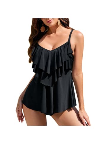 COFI 1453 Eleganter Tankini-Set in Schwarz Hochwertiges Oberteil in Schwarz