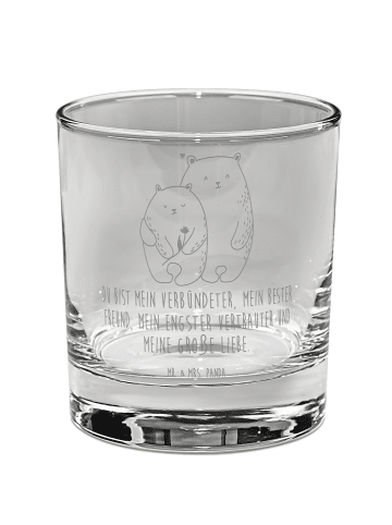 Mr. & Mrs. Panda Whisky Glas Bären Liebe mit Spruch in Transparent