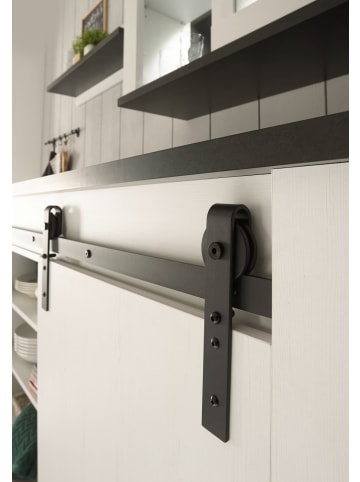 Furn.Design Kücheninsel weiß Pinie, anthrazit Landhaus 162 cm, Kochinsel freistehend