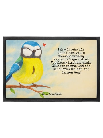 Mr. & Mrs. Panda Fußabtreter Vogel Blaumeise Design mit Spruch in Weiß