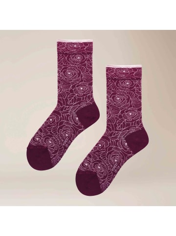 Kunert Socken Fantastic Rose Blumenmuster in Grand-Wine