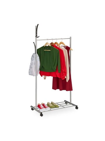 relaxdays Garderobe in Silber - (B)80 x (H)165 x (T)44 cm