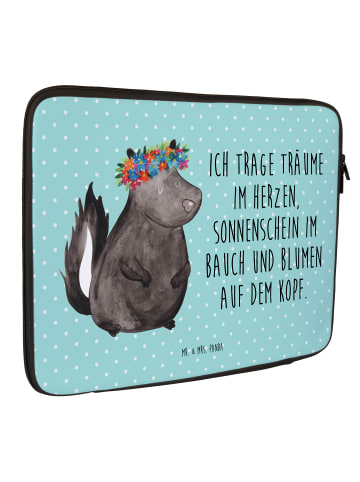 Mr. & Mrs. Panda Hülle Laptop Stinktier  mit Spruch in Türkis Pastell