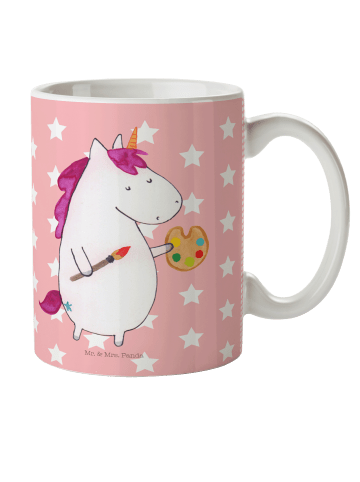 Mr. & Mrs. Panda Tasse Einhorn Künstler ohne Spruch in Rot Pastell