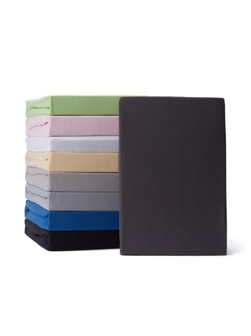 Lumaland Spannbettlaken 140x200cm anthrazit 100% Baumwolle grau